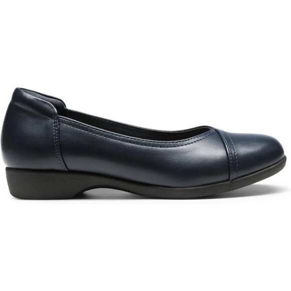 Dream Pairs Women's Navy Polyurethane (PU) Low Wedge Heels Ballet Flats - Picture 3 of 8